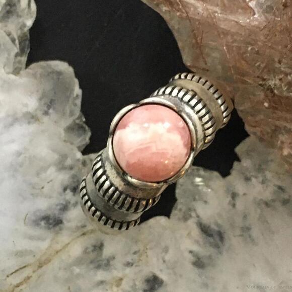 Carolyn Pollack Vintage Sterling Silver Round Rhodonite Decorated Ring For Women - Picture 1 of 10